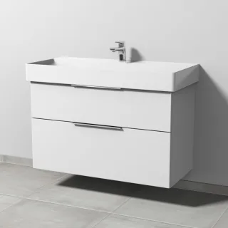Sanipa 3way Waschtischunterbau zu Duravit Dura Square Waschtisch mit 2 Auszügen, Weiß-Soft UM42743