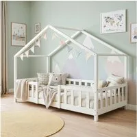 en.casa Kinderbett, »Treviolo« Haus-Optik Montessori 90x200 cm Weiß