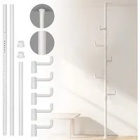 QUBEBU Kleiderständer Garderobenständer 4/5 Haken, Kleiderständer Freistehend 360° Drehbarer, (Set, 1 St., Höhenverstellbar von 110-310 cm, Kleiderstange Standgarderobe), Kein Bohren, Unterstützung von Boden und Decke