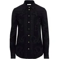 VERSACE COLLECTION Langarmhemd Herren Hemd Denim Shirt Cotton Exklusivem Design silberfarbenen, logo-geprägten Knöpfen verziert