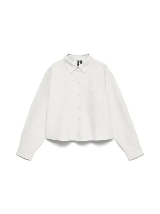 VERO MODA - VMARIA LS SHORT BOXY SHIRT WVN NOOS Snow White - Gr. - XS
