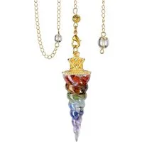 LuxusKollektion Edelstein Edelstein Pendel 7 Chakra Muschelschale Anhänger Kette Reiki Heilung