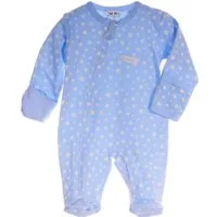 La Bortini Schlafoverall Strampler Overall Baby Schlafanzug in Grau mit Sternen aus reiner Baumwolle, 44 50 56 62 68 74 80 86