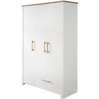 roba® Kinderkleiderschrank Ava 3-türig - Schrank für Baby & Kinderzimmer - Griffe aus Holz - Weiß