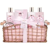 BRUBAKER Pflege-Geschenkset Danke Mama - Badeset mit Rosen Vanille Duft, Geschenk für Mama, 13-tlg., Muttertagsgeschenk Beauty Geschenkset in Korb, Mutter Pflegeset