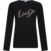 Liu Jo Langarmshirt - Longsleeve mit Strass-Logo – Shirt Langarm aus Baumwolle