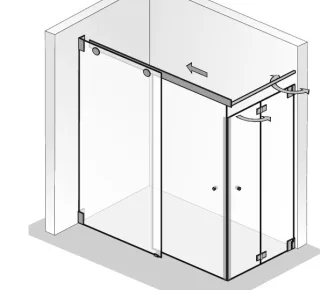 HSK K2.19 Gleittür 2-teilig mit Drehfalttür K2.19