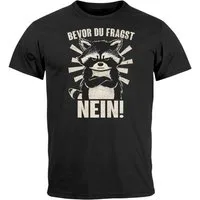 MoonWorks Print-Shirt Herren T-Shirt Bevor Du Fragst Nein Waschbär Anti Motivation mit Print