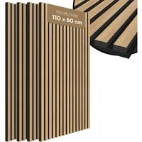 Bellamio Wandpaneel Kilwa, Akustikpaneel Holzoptik, BxL: 60x110 cm, 0,66 qm, (Eiche, 4-tlg) 3D Lamellenwand schallabsorbierend, in verschiedenen Größen verfügbar