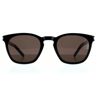 Saint Laurent Quadratische Unisex-Sonnenbrille Schwarz Grau