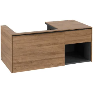Villeroy und Boch Subway 3.0 Waschtisch-Unterschrank C57201RH 100,1x42,25x51,6cm, ohne LED/Griff Volcano black, kansas oak