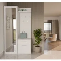 Raumhirsch Furniture Schuhschrank Garderobenschrank für Flur und Eingangsbereich (Kleiderschrank sowie Schuhschrank im SET, mit 5 Haken mit Ablage für Jacken, Taschen und Hüte) verschiedene Farben