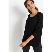 bonprix Strickpullover Viskose-Feinstrick, oversized, Seitenschlitze, hinten länger
