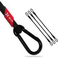 ECENCE Spanngurt 3x Spanngummi mit Karabiner 80cm in Schwarz Latex (3-St)