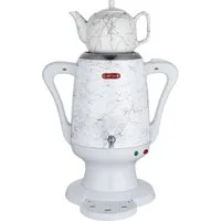 Caytime Teekocher Caytime Samowar 3,5 L Semaver Edelstahl Teekocher mit weißer Keramikka, Automatische Abschaltung