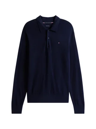 Tommy Hilfiger - Langarm-Poloshirt blau - Gr. - L