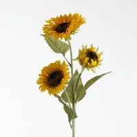 Kunstblume Kunststielblume Sonnenblumenzweig mit 3 Blüten – Höhe 90 cm - Gelb, Goods NL, Höhe 90 cm