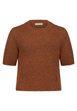 Betty & Co - Kurzarm-Strickpullover braun - Gr. - 40