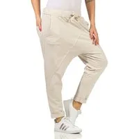 CLEO STYLE Jogginghose Damen Jogginghose 104 Beige Elastikbund mit Tunnelzug, Unifarben