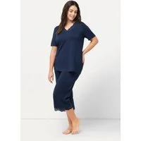 Ulla Popken Pyjama Pyjama Lochstickerei Halbarm Modalmix