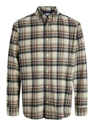 JACK&JONES - JJECLASSIC FLANNEL CHECK SHIRT LS SN antique white - Gr. - XXL