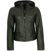 Jilani Lederjacke Ashley Jilani Collection - Damen Lederjacke Lammnappa Kapuze olive