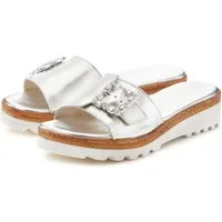 LASCANA Sandale, Sommerschuh, offener Schuh, Mule, Pantolette aus Leder mit dezentem Keilabsatz
