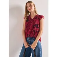 STREET ONE Blusentop weich fallende Chiffon-Qualität, ärmellos mit Rüschen, V-Ausschnitt