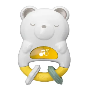 Chicco 2in1 Tag & Nacht Bär Rassel Elektronische Rassel mit Ringen Lichtern Musik und Tönen Babyspielzeug 0 Monate +
