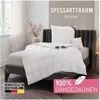 SPESSARTTRAUM Gänsedaunenbettdecke Premium****, hergestellt in Deutschland, Bettdecken für Sommer, Winter, Füllung: 100% Gänsedaunen, Klasse 1, Downpass zertifiziert, Bezug: 100% Baumwolle, Made in Green, Hausstauballergiker geeignet, 4 Wärmeklassen 