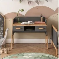 VitaliSpa® Schreibtisch Malia, Grau/Artisan/Grau, 97 x 51 cm mit 2 Schubladen (1-St)