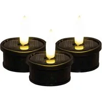 Coen Bakker Deco BV LED-Kerze (Set, 3-tlg), Solar Teelichter schwarz dezent flackernd außen 3,7x4,5cm