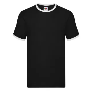 Fruit of the Loom - "Ringer" T-Shirt für Herren (Schwarz/Weiß)