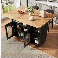 Celya Küchenwagen Kücheninsel, mit Speicherraum, küchenwagen mit rollen, (buffetschrank, Schwarz), Abnehmbare Servierwagen buffetschrank, Speisewagen mit Holzmaserung