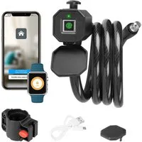 Taffstyle Kettenschloss Elektronisches Fingerabdruck Fahrradschloss App Fingerprint Schloss, Hohe Sicherheit Kettenschloss e Bike Kabelschloss Kinderwagen Tracking