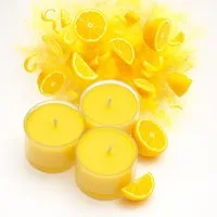 Candelo Teelicht Duft Kerzen - Duftteelichter Citronella - in Kunststoff Hülle (24er Set, 24-tlg), Zitronenduft - 4 Std Brenndauer – Teelichter Zitronella