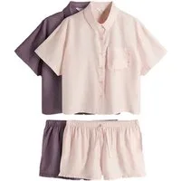 The Set Pyjama The Set geknöpfte Shorts-Schlafanzüge, 2er-Pack (4 tlg)