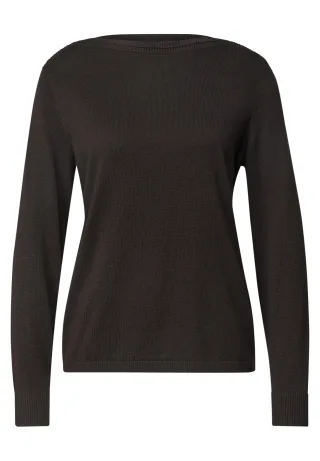 Street One - Basic Pullover mit U-Boot-Ausschnitt black coffee - Gr. - 36