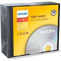 Philips CD-Rohling 10 Philips Rohlinge CD-R 80Min 700MB 52x Slimcase