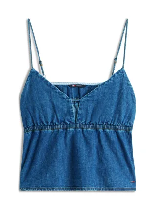 Tommy Jeans - Chambray Slim Fit Spaghetti-Trägertop blau - Gr. - S