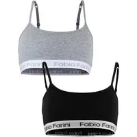 Fabio Farini Sport-BH Mädchen Unterwäsche - Mädchen Sport-BH aus Baumwolle mit Strech-Anteil (Packung, 2-tlg) bügellos, mit Spaghettiträgern und Logo-Bund