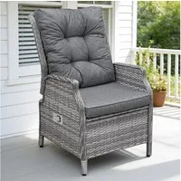 HOMECALL Esszimmerstuhl Rattan Gartensessel verstellbar, Rattansessel, Essstuhl Lounge Sessel (verstellbarer Rückenlehne, wetterfest, dick gepolsterte Kissen), für Garten, Balkon & Terrasse, COMLAX FIELD