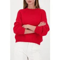 Monari Strickpullover Pullover uni Rundhalsausschnitt mit Rollkante, Regular Fit
