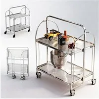 Rhein Beleuchtung Servierwagen Faltbarer Edelstahl-Servierwagen mit Glasablagen 2 Etagen, (Barwagen 68×38×80 cm, kein Aufbau nötig, mobil & modern), Küchenwagen auf Rollen mit Bremse, klappbar & platzsparend