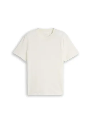 Denim Tom Tailor - T-Shirt mit Waffelstruktur wool white - Gr. - M