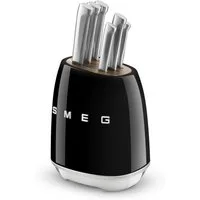 Smeg Messerblock Smeg Messerblock bestückt mit 6 Küchenmessern schwarz KBSF02BL