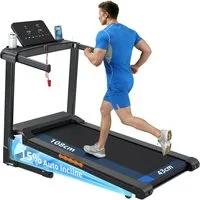 iscooter Laufband für Zuhause mit LED-Anzeige,1–14 km/h,Klappbares (Maximale Tragkraft 150 kg), 3.5HP,15° automatische Neigungsverstellung