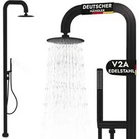 LAWA Living and Lifestyle Gartendusche V2A AISI 304 Edelstahl Pooldusche mit Handbrause Warmwasser Kaltwasser, rostbeständig, witterungsfest, restentleert = winterfest / frostsicher
