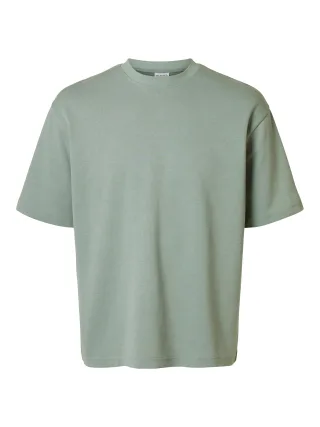 SELECTED MEN - SLHLOOSEOSCAR SS O-NECK TEE NOOS iceberg green - Gr. - L