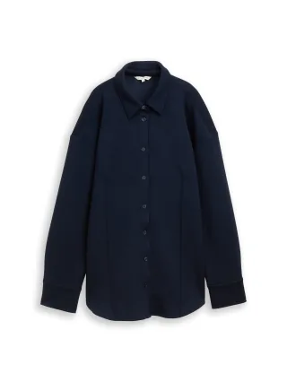 Tom Tailor - Oversize Scuba Shirt mit Biesennaht sky captain blue - Gr. - S
